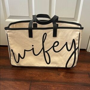 Canvas Tote Bag with Black Trim